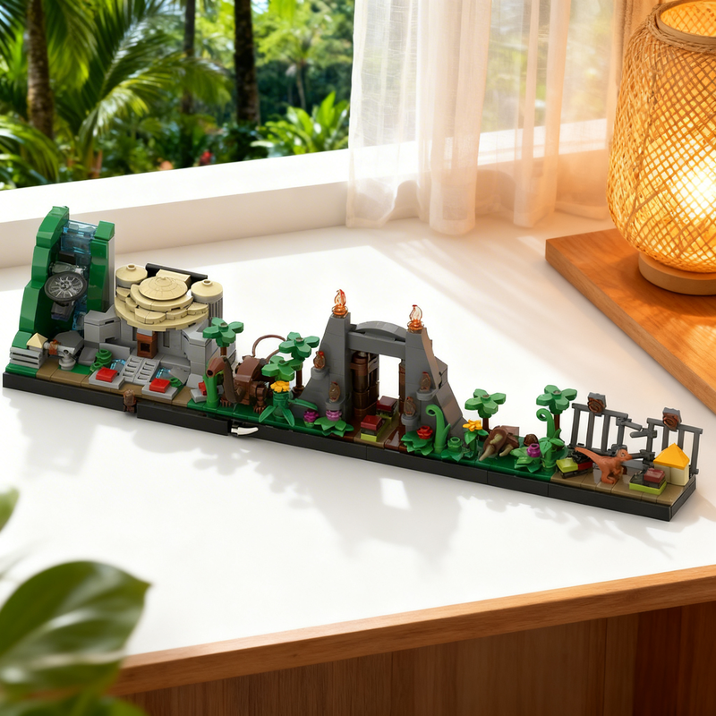 Model Kit Jurassic Park - 443pcs MOC Jurassic Park Skyline Architecture