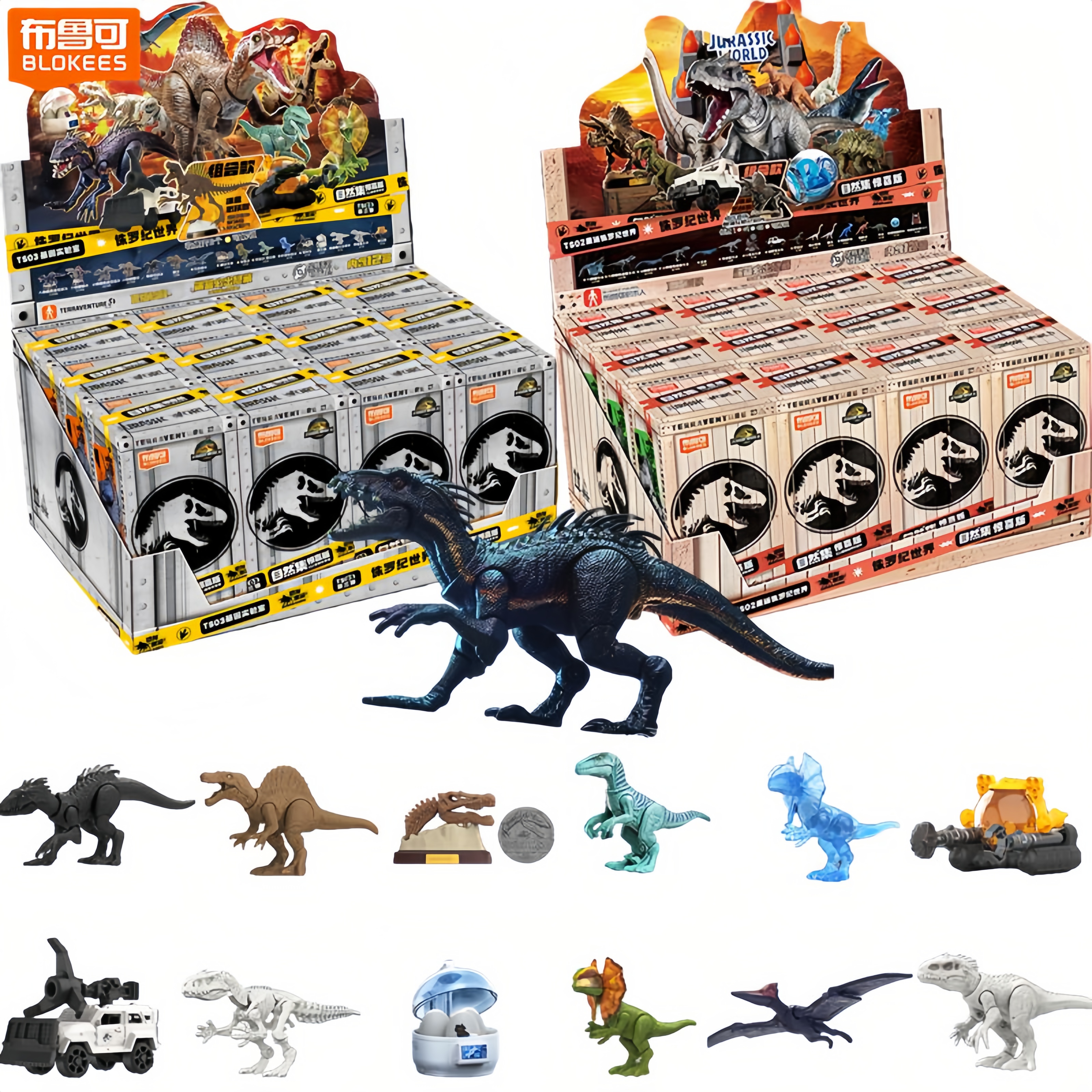 Model Kit Jurassic Park - Blokees Jurassic World Dinosaur Tyrannosaurus Velociraptor