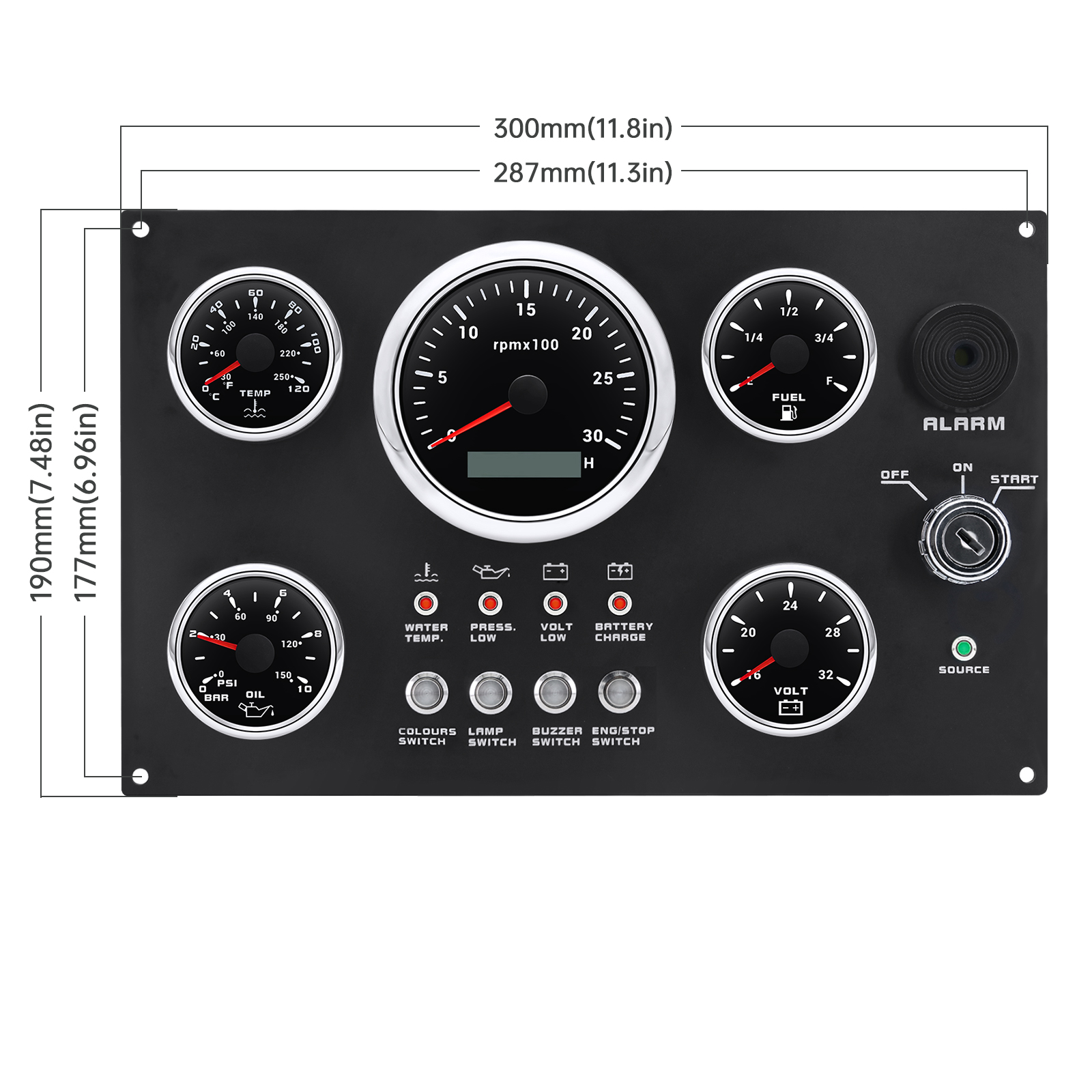 Boat Dashboard 5 Gauge Set 12v - Panel Line Marker のレビューと価格