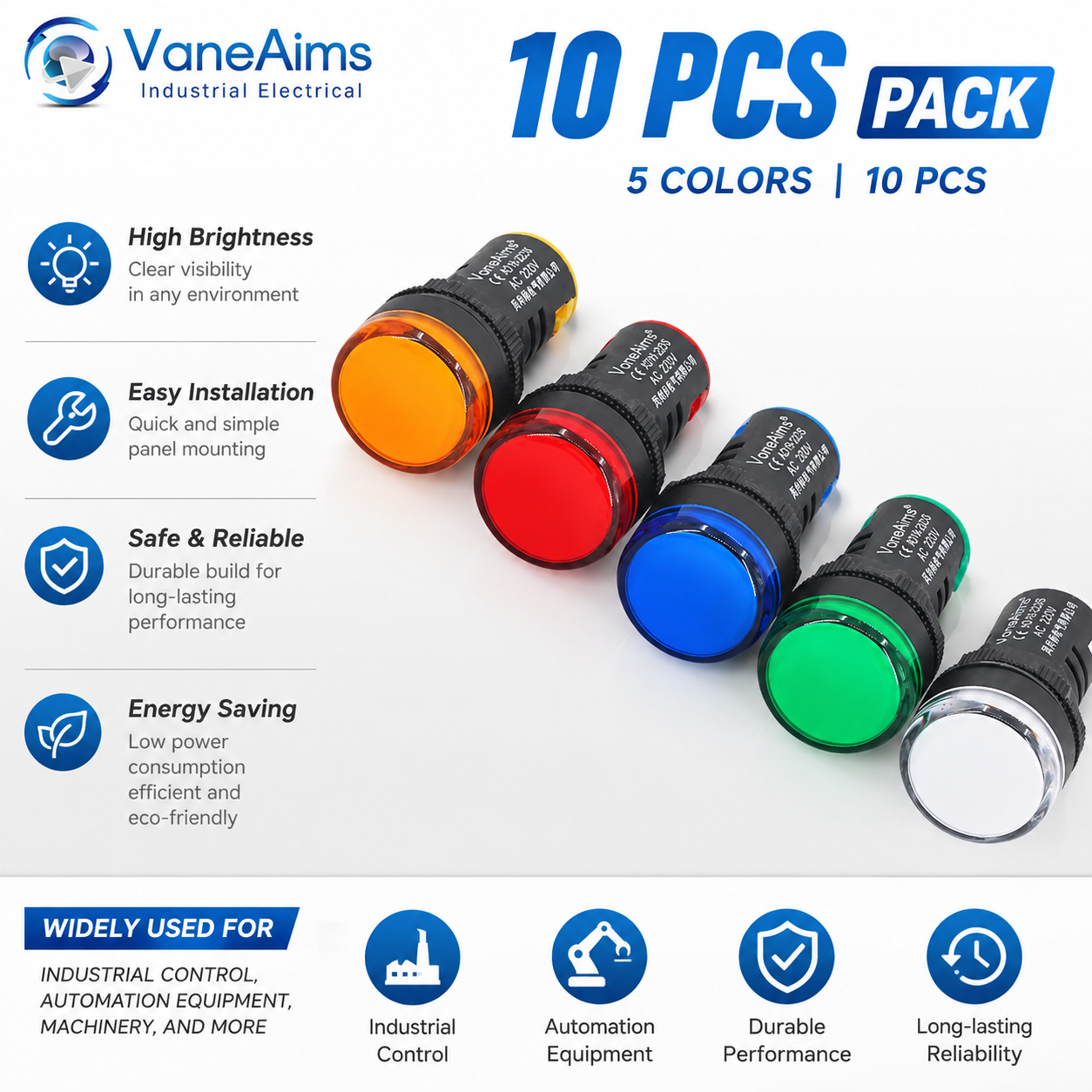 10pcs 22mm LED Indicator Light - Panel Line Marker のレビューと価格