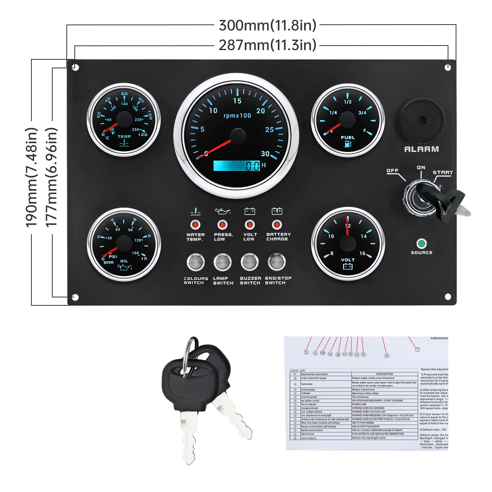 7 Color LED Gauge Set with Ins - Panel Line Marker のレビューと価格
